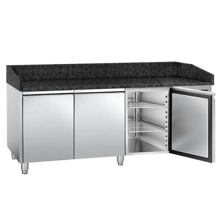 GGM Gastro Commercial Pizza Prep Counter - Granite Top PREMIUM - 2025x800mm - with 3 doors