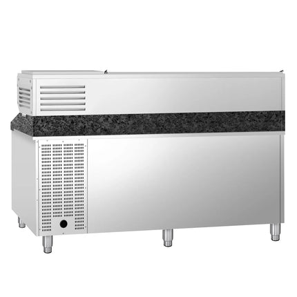 GGM Gastro Commercial Pizza Prep Counter - Granite Top PREMIUM - 2025x800mm - with 2 doors & 7 drawers - incl. refrigerated topping unit - 10x GN 1/4