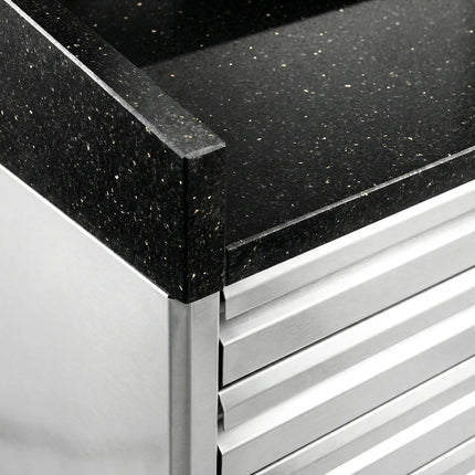 GGM Gastro Commercial Pizza Prep Counter - Granite Top PREMIUM - 2025x800mm - with 2 doors & 7 drawers