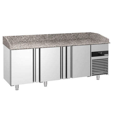 GGM Gastro Commercial Pizza Prep Counter - Granite Top PREMIUM - 2100x800mm - with 3 doors