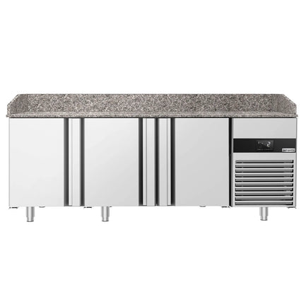 GGM Gastro Commercial Pizza Prep Counter - Granite Top PREMIUM - 2100x800mm - with 3 doors