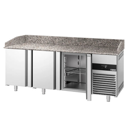 GGM Gastro Commercial Pizza Prep Counter - Granite Top PREMIUM - 2100x800mm - with 3 doors
