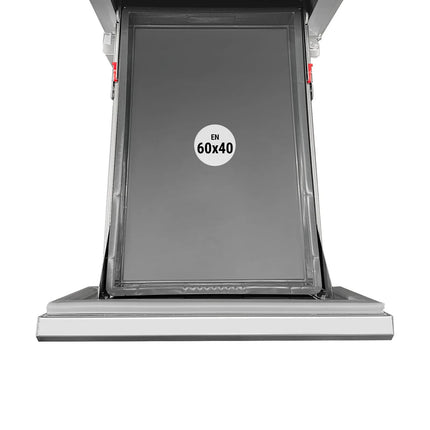 GGM Gastro Commercial Pizza Prep Counter - Granite Top PREMIUM - 2100x800mm - with 2 doors & 5 drawers - incl. refrigerated topping unit with glass sneeze guard - 10x GN 1/3