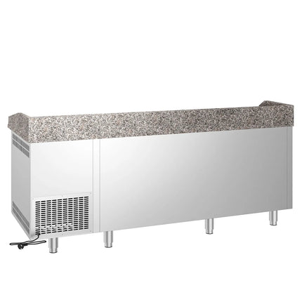 GGM Gastro Commercial Pizza Prep Counter - Granite Top PREMIUM - 2150x800mm - with 3 doors & 3 drawers