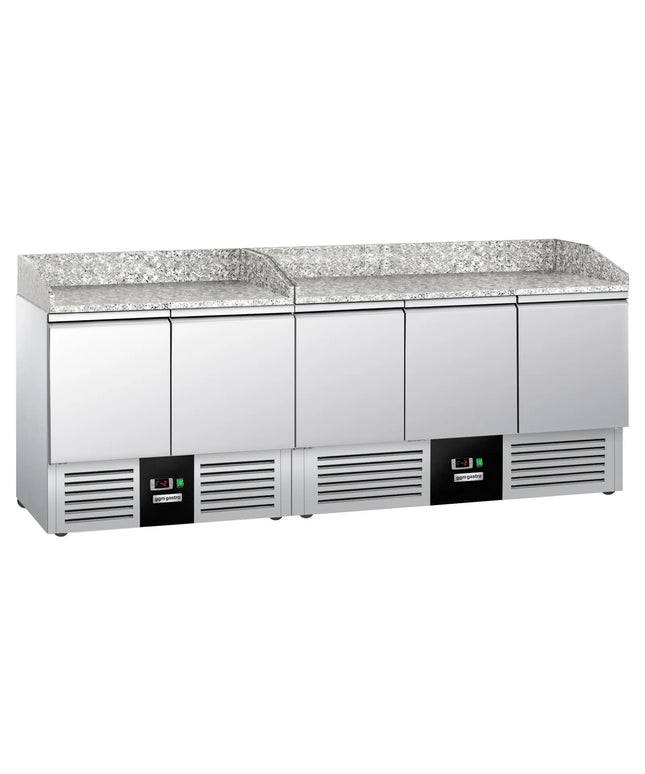 GGM Gastro Commercial Pizza Prep Counter - Granite Top PREMIUM - 2300x700mm - with 5 doors