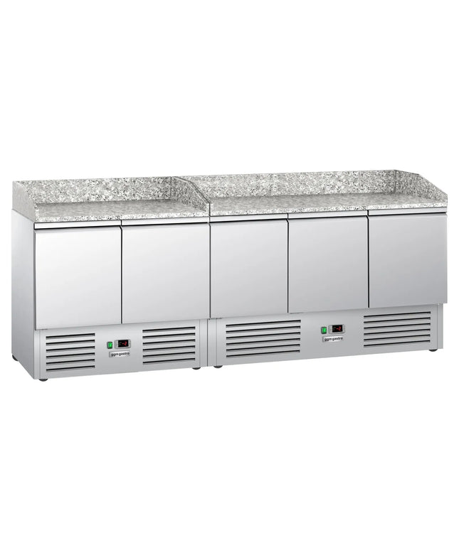 GGM Gastro Commercial Pizza Prep Counter - Granite Top PREMIUM - 2300x700mm - with 5 doors