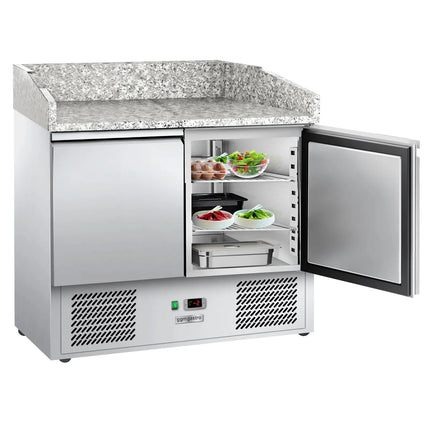 GGM Gastro Commercial Pizza Prep Counter - Granite Top PREMIUM - 2300x700mm - with 5 doors