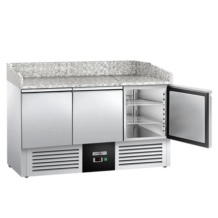 GGM Gastro Commercial Pizza Prep Counter - Granite Top PREMIUM - 2300x700mm - with 5 doors