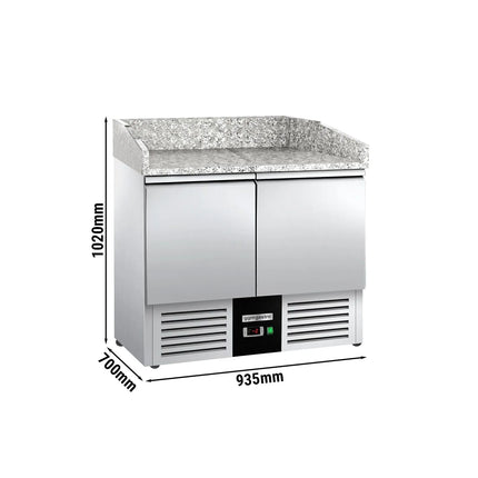 GGM Gastro Commercial Pizza Prep Counter - Granite Top PREMIUM - 935x700mm - with 2 doors
