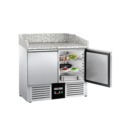 GGM Gastro Commercial Pizza Prep Counter - Granite Top PREMIUM - 935x700mm - with 2 doors