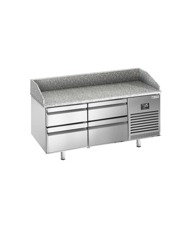 GGM Gastro Commercial Pizza Prep Counter - Granite Top PREMIUM PLUS - 1490x700mm - with 0 doors & 4 drawers