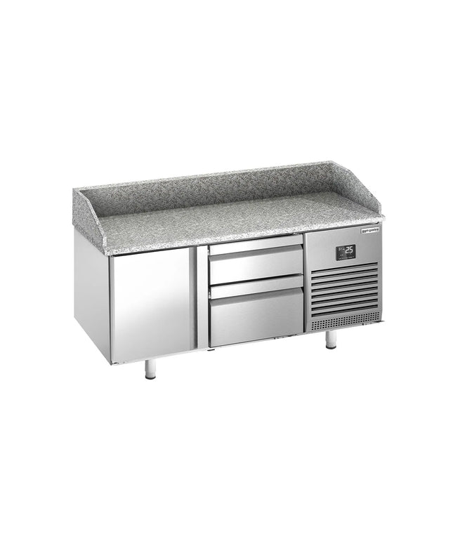 GGM Gastro Commercial Pizza Prep Counter - Granite Top PREMIUM PLUS - 1490x700mm - with 1 doors & 2 drawers