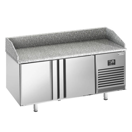 GGM Gastro Commercial Pizza Prep Counter - Granite Top PREMIUM PLUS - 1490x700mm - with 2 doors