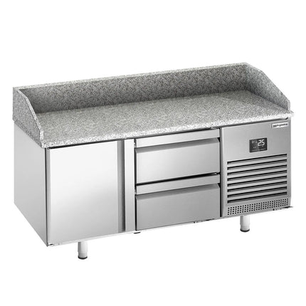 GGM Gastro Commercial Pizza Prep Counter - Granite Top PREMIUM PLUS - 1490x700mm - with 1 doors & 2 drawers