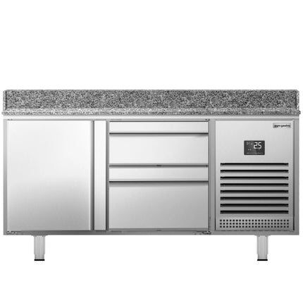 GGM Gastro Commercial Pizza Prep Counter - Granite Top PREMIUM PLUS - 1490x700mm - with 1 doors & 2 drawers