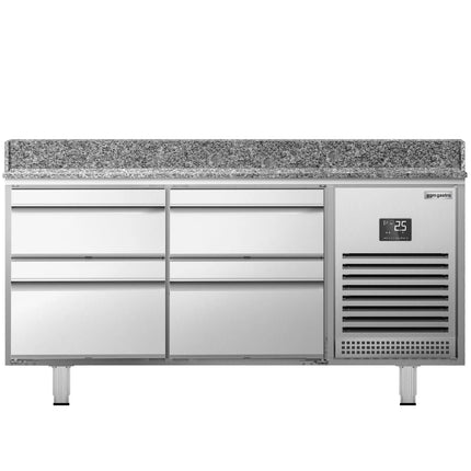 GGM Gastro Commercial Pizza Prep Counter - Granite Top PREMIUM PLUS - 1490x700mm - with 0 doors & 4 drawers