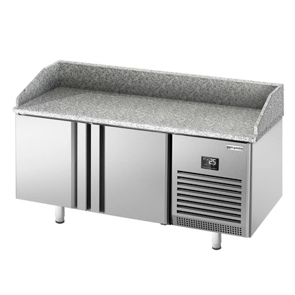 GGM Gastro Commercial Pizza Prep Counter - Granite Top PREMIUM PLUS - 1490x700mm - with 2 doors