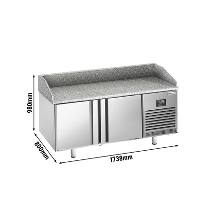 GGM Gastro Commercial Pizza Prep Counter - Granite Top PREMIUM PLUS - 1738x800mm - with 2 doors