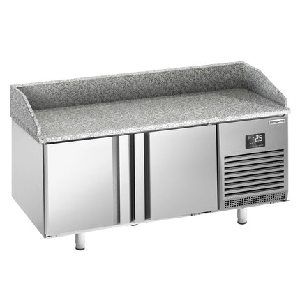GGM Gastro Commercial Pizza Prep Counter - Granite Top PREMIUM PLUS - 1738x800mm - with 2 doors