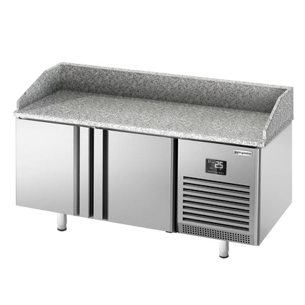 GGM Gastro Commercial Pizza Prep Counter - Granite Top PREMIUM PLUS - 1738x800mm - with 2 doors