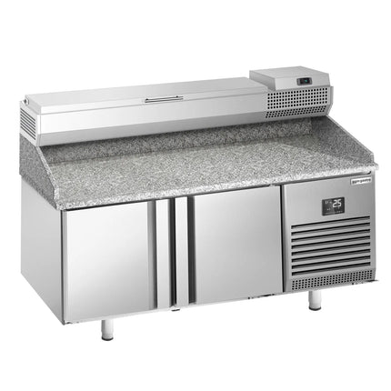 GGM Gastro Commercial Pizza Prep Counter - Granite Top PREMIUM PLUS - 1738x800mm - with 2 doors - incl. refrigerated topping unit - 6x GN 1/3