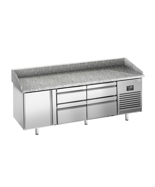 GGM Gastro Commercial Pizza Prep Counter - Granite Top PREMIUM PLUS - 1980x700mm - with 1 doors & 4 drawers