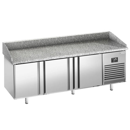 GGM Gastro Commercial Pizza Prep Counter - Granite Top PREMIUM PLUS - 1980x700mm - with 3 doors