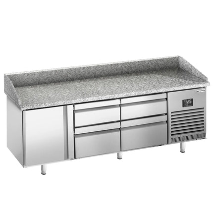 GGM Gastro Commercial Pizza Prep Counter - Granite Top PREMIUM PLUS - 1980x700mm - with 1 doors & 4 drawers