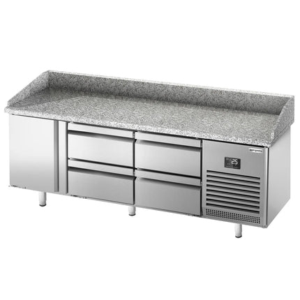 GGM Gastro Commercial Pizza Prep Counter - Granite Top PREMIUM PLUS - 1980x700mm - with 1 doors & 4 drawers