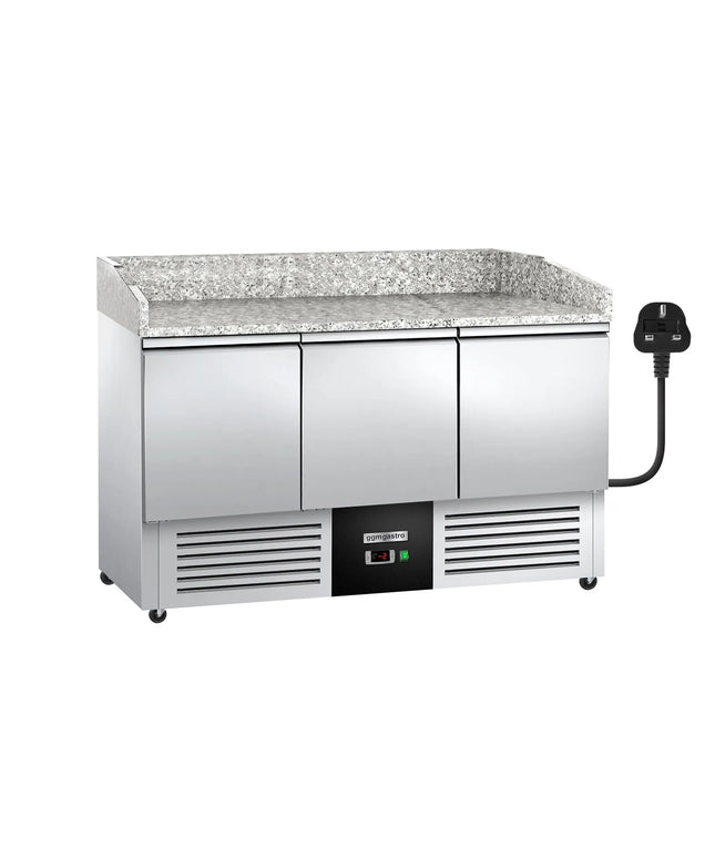 GGM Gastro Commercial Pizza Prep Counter PREMIUM – 1400 × 700 mm – with 3 Doors