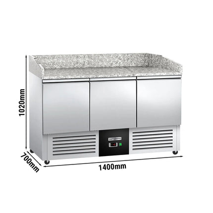 GGM Gastro Commercial Pizza Prep Counter PREMIUM – 1400 × 700 mm – with 3 Doors