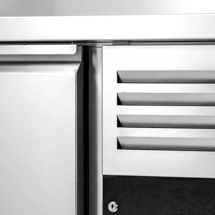 GGM Gastro Commercial Pizza Prep Counter PREMIUM - 2020x800mm - 3 Doors - with Glass topper - for 10x GN 1/3