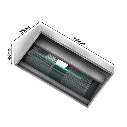 GGM Gastro Commercial Plasma Extraction Hood - 1600mm - 1200m³/h Airflow - with Filter & Lamp