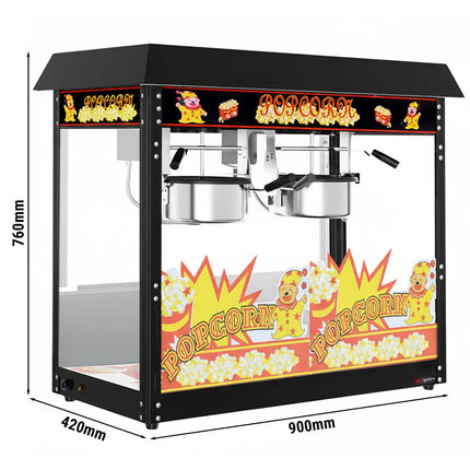 GGM Gastro Commercial Popcorn Machine - 2.90kW - 10kg/h - with 2 kettles - Black