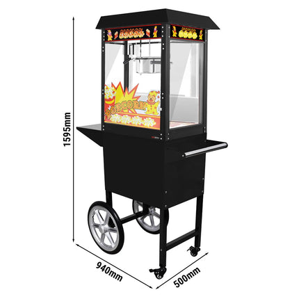 GGM Gastro Commercial Popcorn Machine incl. Trolley - 1.46kW - 5kg/h - with 1 kettle - Black