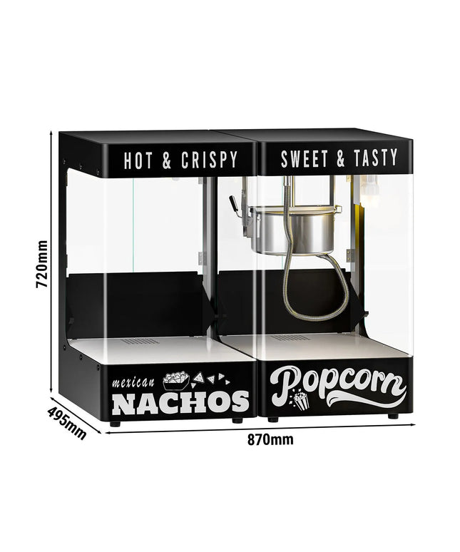 GGM Gastro Commercial Popcorn Machine with Nacho Warmer - 1.31kW - 5kg/h - with 1 kettle - Black