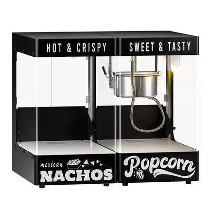 GGM Gastro Commercial Popcorn Machine with Nacho Warmer - 1.31kW - 5kg/h - with 1 kettle - Black