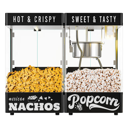 GGM Gastro Commercial Popcorn Machine with Nacho Warmer - 1.31kW - 5kg/h - with 1 kettle - Black