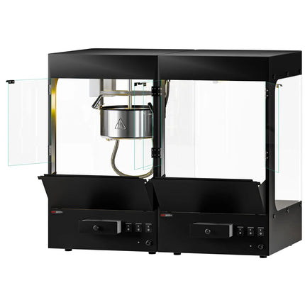 GGM Gastro Commercial Popcorn Machine with Nacho Warmer - 1.31kW - 5kg/h - with 1 kettle - Black