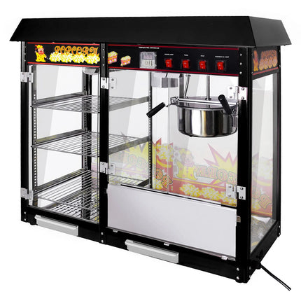 GGM Gastro Commercial Popcorn Machine with Nacho Warmer - 1.70kW - 5kg/h - with 3 heated shelves - Black