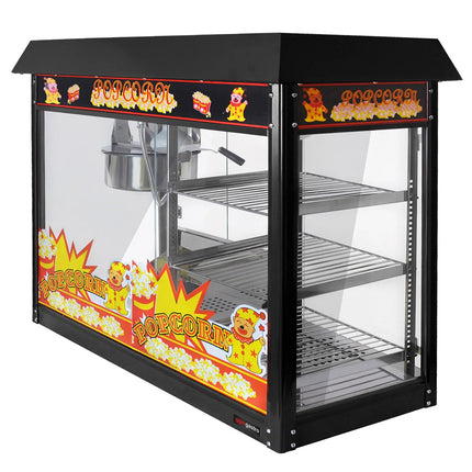 GGM Gastro Commercial Popcorn Machine with Nacho Warmer - 1.70kW - 5kg/h - with 3 heated shelves - Black
