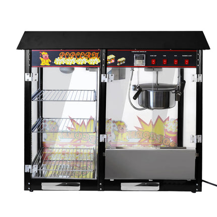 GGM Gastro Commercial Popcorn Machine with Nacho Warmer - 1.70kW - 5kg/h - with 3 heated shelves - Black