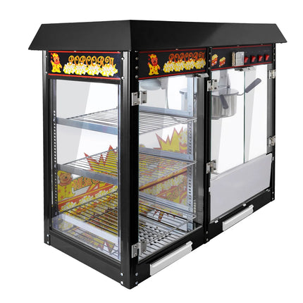 GGM Gastro Commercial Popcorn Machine with Nacho Warmer - 1.70kW - 5kg/h - with 3 heated shelves - Black