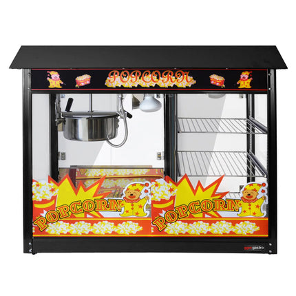 GGM Gastro Commercial Popcorn Machine with Nacho Warmer - 1.70kW - 5kg/h - with 3 heated shelves - Black