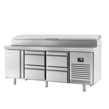 GGM Gastro Commercial Prep Counter Fridge - 1960x700mm - 1 Door & 4 Drawers - for 1x GN 1/2 & 9x GN 1/3