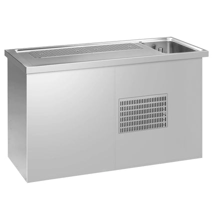GGM Gastro Commercial Refrigerated Beer Counter 1 Stainless Door + 2 Drawers PREMIUM – 1 sink left - 1550×700 mm