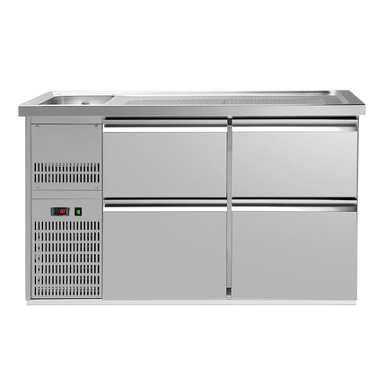 GGM Gastro Commercial Refrigerated Beer Counter PREMIUM PLUS - 1550x700mm - with 4 drawers