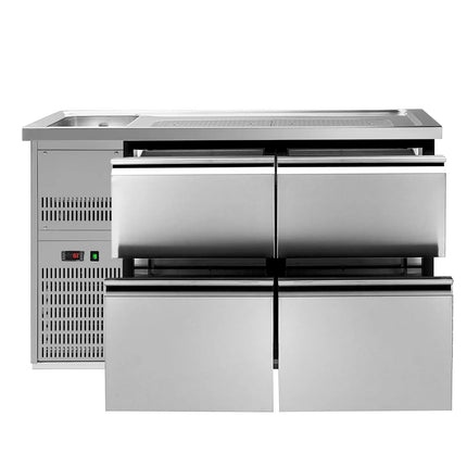 GGM Gastro Commercial Refrigerated Beer Counter PREMIUM PLUS - 1550x700mm - with 4 drawers