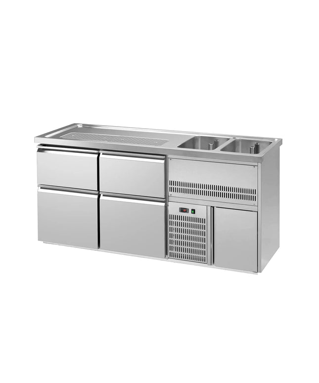 GGM Gastro Commercial Refrigerated Beer Counter PREMIUM PLUS- 1950x700mm - with 4 drawers