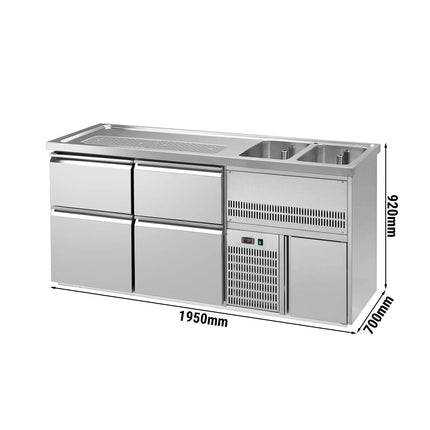 GGM Gastro Commercial Refrigerated Beer Counter PREMIUM PLUS- 1950x700mm - with 4 drawers
